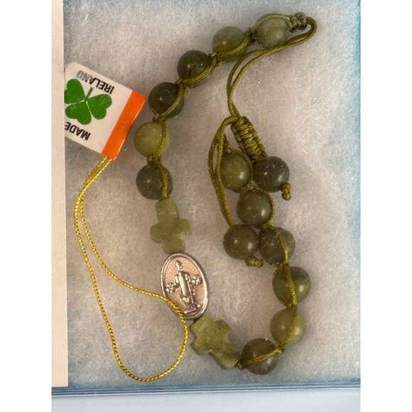 Genuine Connemara Marble Green Prayer Beads Handmade In Ireland With Cross Desig - Picture 4 of 8